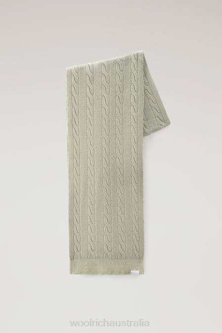 Woolrich Women Garment-Dyed Cable-knit Scarf Desert Sage Accessories J026242