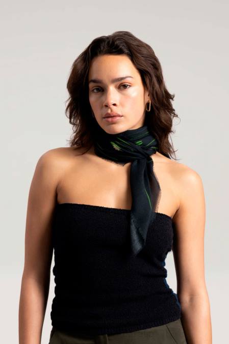 Woolrich Women Modal Wool Blend Square Scarf-Danielle Cathari Black Accessories J026155