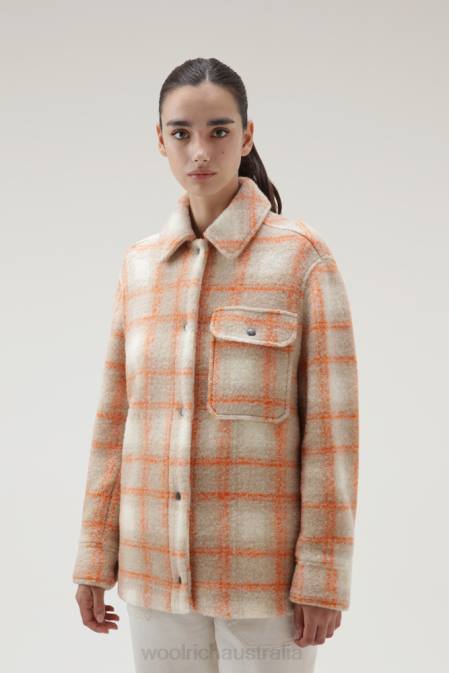 Woolrich Women Gentry Wool Blend Overshirt Gold Check Clothing J026264