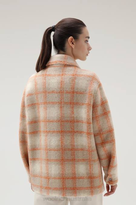 Woolrich Women Gentry Wool Blend Overshirt Gold Check Clothing J026264