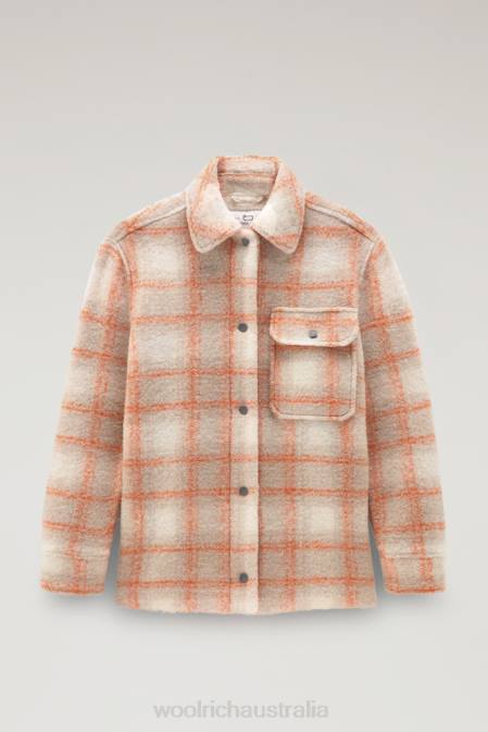 Woolrich Women Gentry Wool Blend Overshirt Gold Check Clothing J026264
