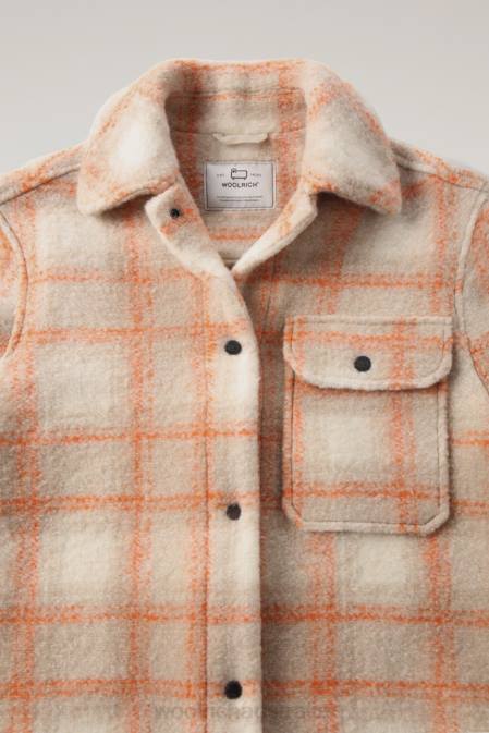Woolrich Women Gentry Wool Blend Overshirt Gold Check Clothing J026264