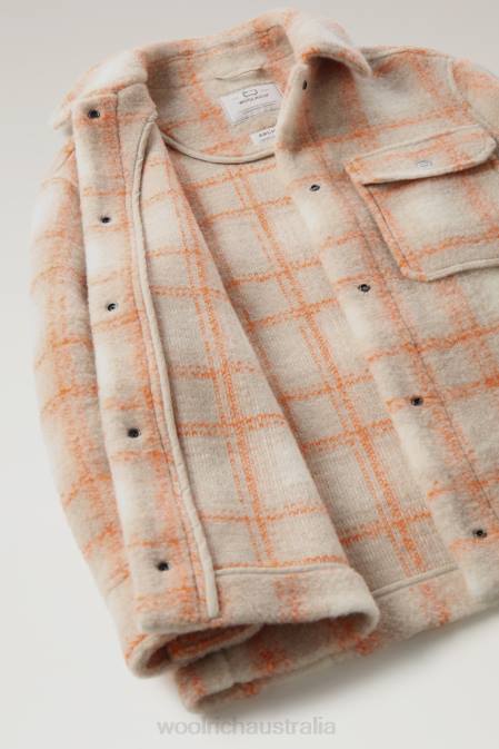 Woolrich Women Gentry Wool Blend Overshirt Gold Check Clothing J026264