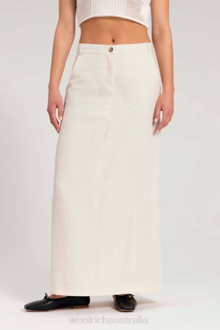 Woolrich Women Embroidered Long Skirt in a Linen Blend-Danielle Cathari Sea Salt Clothing J026189