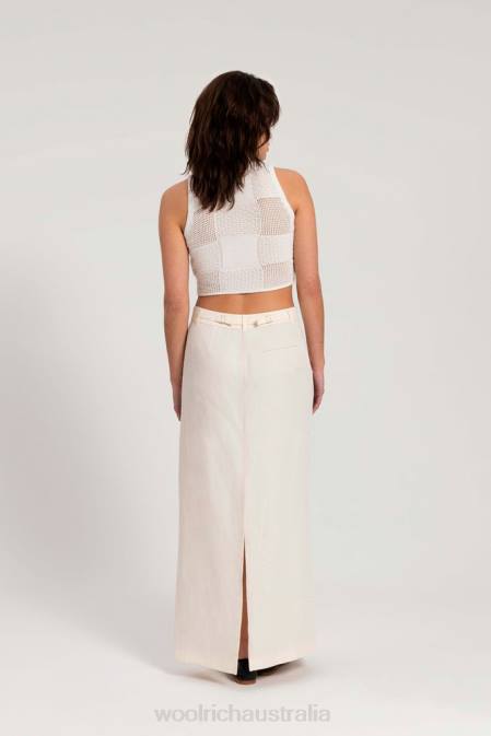 Woolrich Women Embroidered Long Skirt in a Linen Blend-Danielle Cathari Sea Salt Clothing J026189