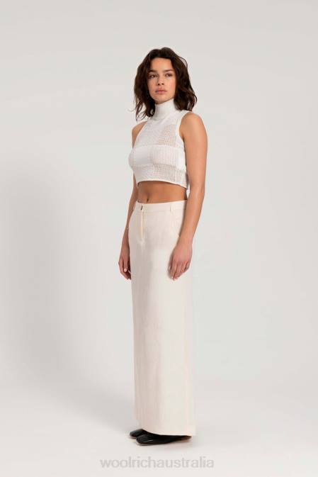 Woolrich Women Embroidered Long Skirt in a Linen Blend-Danielle Cathari Sea Salt Clothing J026189