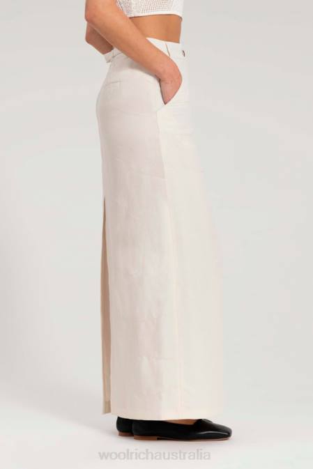 Woolrich Women Embroidered Long Skirt in a Linen Blend-Danielle Cathari Sea Salt Clothing J026189