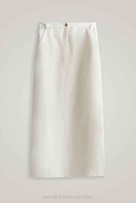 Woolrich Women Embroidered Long Skirt in a Linen Blend-Danielle Cathari Sea Salt Clothing J026189