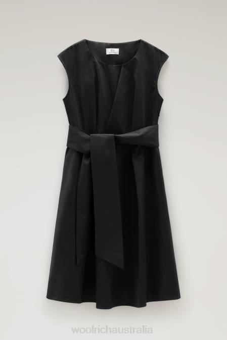 Woolrich Women Midi Dress in Pure Cotton Poplin Black Clothing J026337