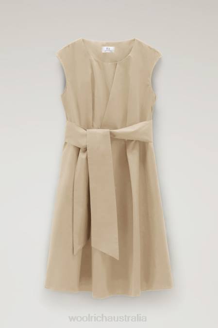 Woolrich Women Midi Dress in Pure Cotton Poplin Feather Beige Clothing J026332