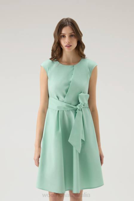 Woolrich Women Midi Dress in Pure Cotton Poplin Harbor Green Clothing J026335