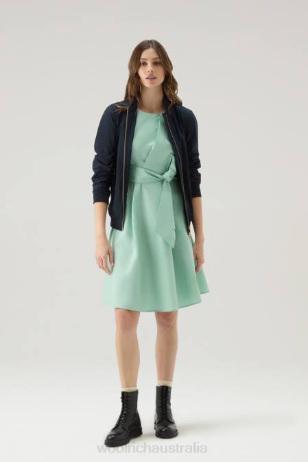 Woolrich Women Midi Dress in Pure Cotton Poplin Harbor Green Clothing J026335