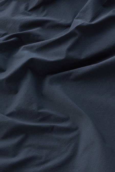 Woolrich Women Short Dress in Pure Cotton Poplin with Gathered Details Melton Blue Clothing J02633