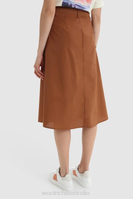 Woolrich Women Wrap Skirt in Pure Cotton Poplin Rusty Brown Clothing J026333
