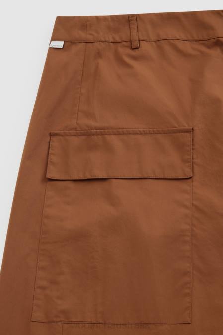 Woolrich Women Wrap Skirt in Pure Cotton Poplin Rusty Brown Clothing J026333
