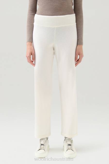 Woolrich Women Cashmere and Wool Blend Pants Milky Cream Clothing J026273