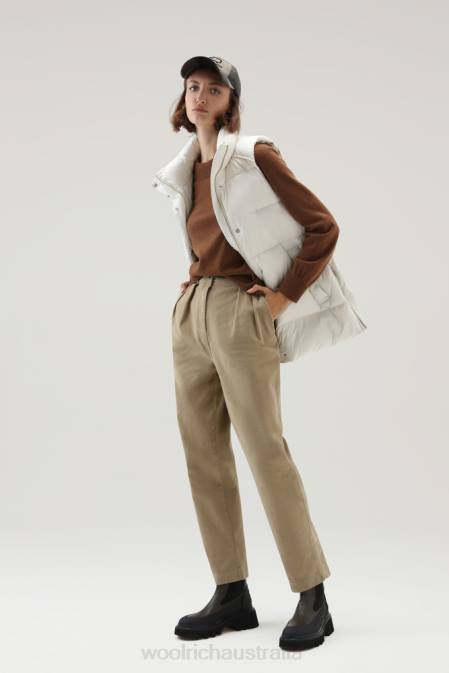 Woolrich Women Cotton Twill Cargo Pants Gold Khaki Clothing J026248