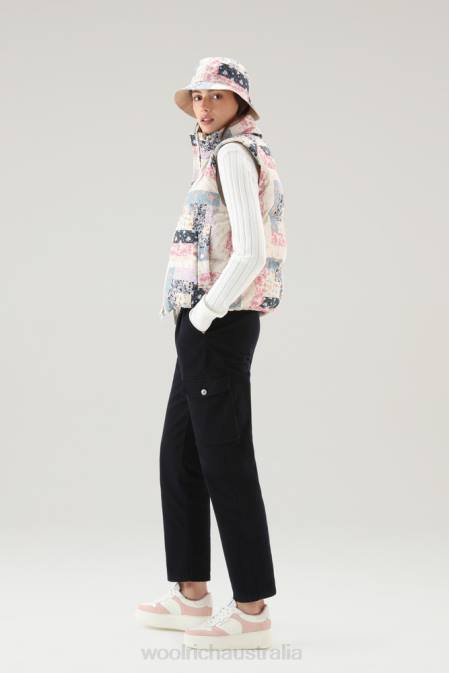Woolrich Women Garment-Dyed Cargo Pants in Pure Cotton Twill Indigo Blue Clothing J02666