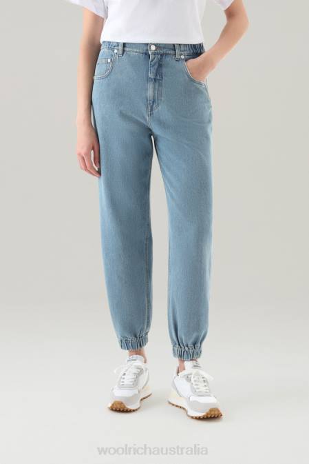 Woolrich Women Jogger Jeans in Pure Cotton Stone Washed Clothing J02655