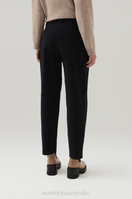 Woolrich Women Stretch Cotton Twill Pants Melton Blue Clothing J026289