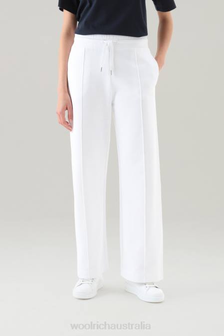 Woolrich Women Wide Leg Sweatpants in Pure Cotton Bright White Clothing J02678