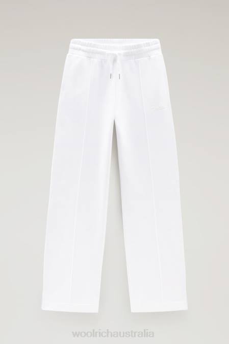 Woolrich Women Wide Leg Sweatpants in Pure Cotton Bright White Clothing J02678