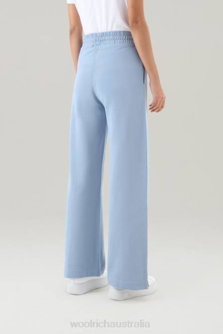 Woolrich Women Wide Leg Sweatpants in Pure Cotton Pale Indigo Clothing J02653