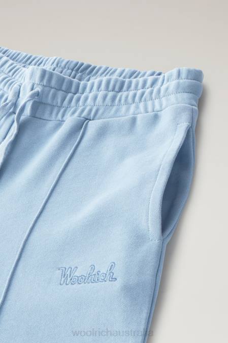 Woolrich Women Wide Leg Sweatpants in Pure Cotton Pale Indigo Clothing J02653