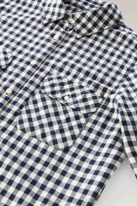 Woolrich Women Appalachian Trail Check Shirt in Pure Cotton Blue Buffalo Clothing J026100