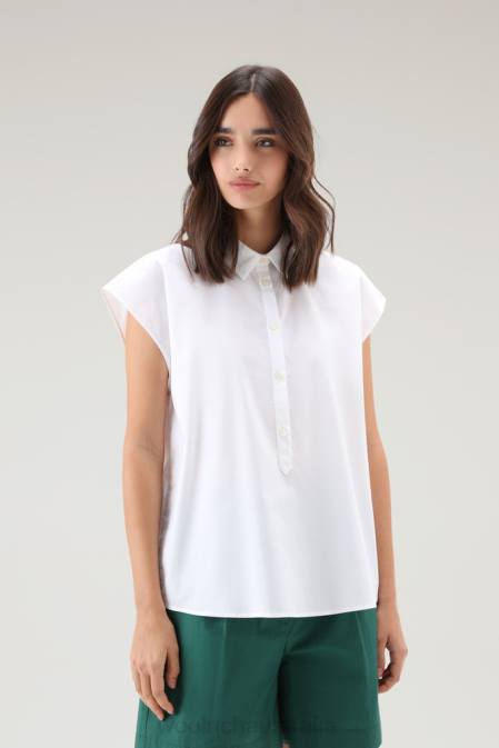 Woolrich Women Poplin Blouse in Pure Cotton Poplin Bright White Clothing J02618