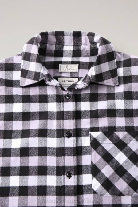 Woolrich Women Traditional Check Flannel Shirt Black Lilac Buffalo Clothing J026305
