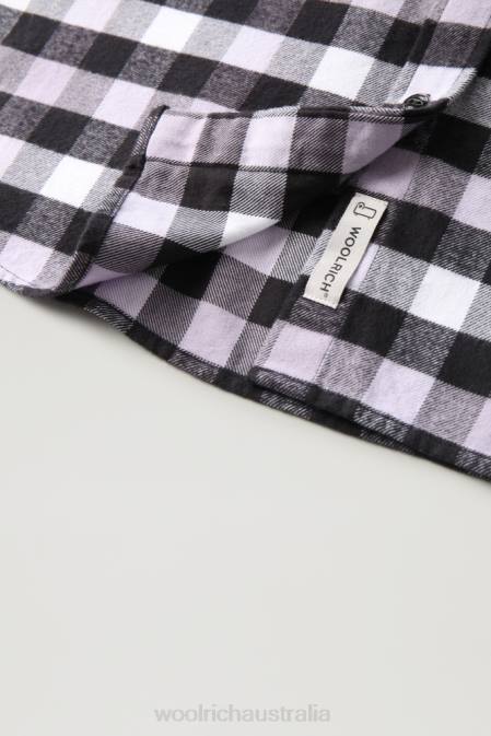Woolrich Women Traditional Check Flannel Shirt Black Lilac Buffalo Clothing J026305