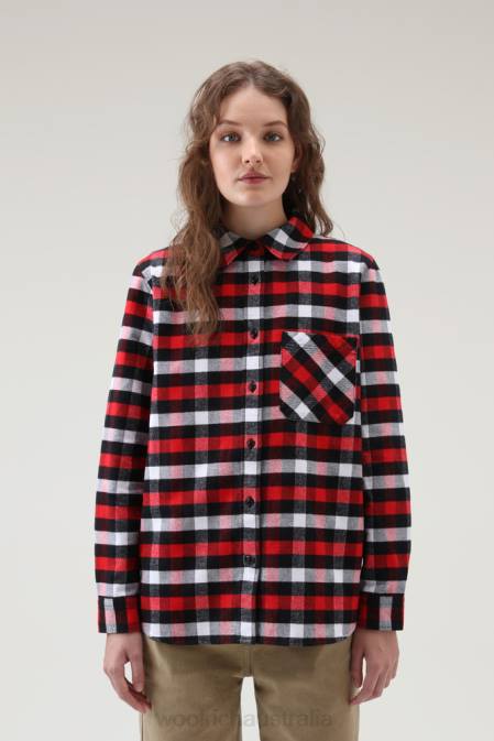 Woolrich Women Traditional Check Flannel Shirt Red Black Buffalo Clothing J026237