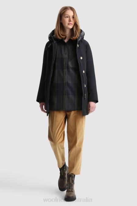 Woolrich Women Wool Blend Boyfriend Flannel Shirt-Made in Usa Grey Purple Check Clothing J026372