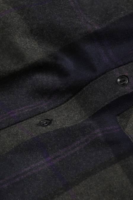 Woolrich Women Wool Blend Boyfriend Flannel Shirt-Made in Usa Grey Purple Check Clothing J026372