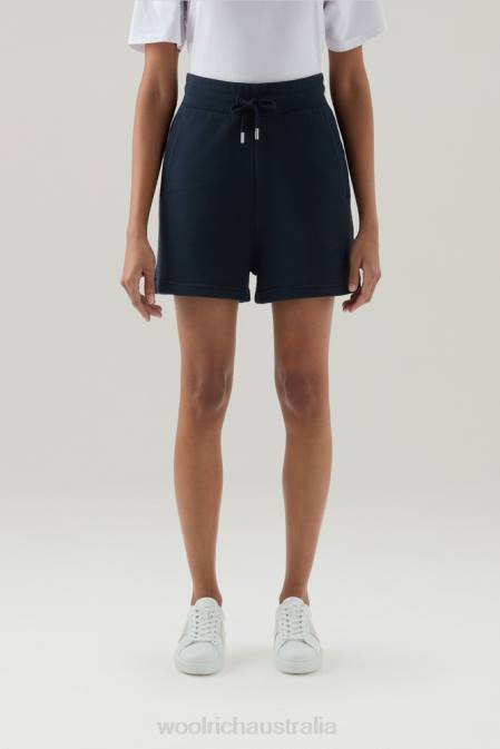 Woolrich Women Light Shorts in Pure Cotton Melton Blue Clothing J026197