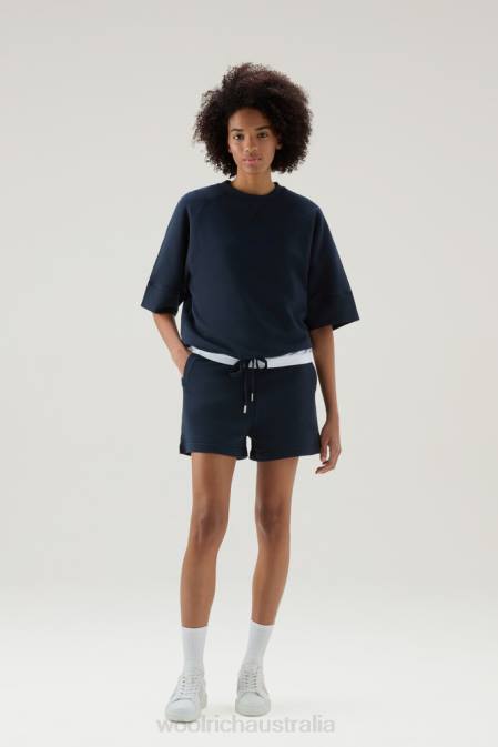 Woolrich Women Light Shorts in Pure Cotton Melton Blue Clothing J026197