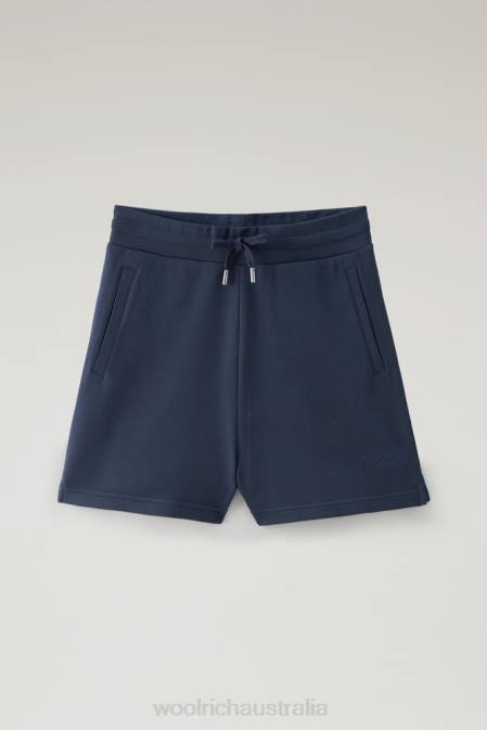 Woolrich Women Light Shorts in Pure Cotton Melton Blue Clothing J026197