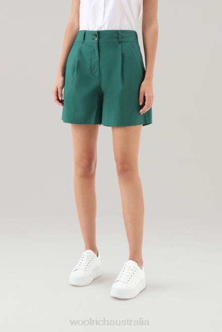 Woolrich Women Pure Cotton Poplin Shorts 3 Evergreen Clothing J02684