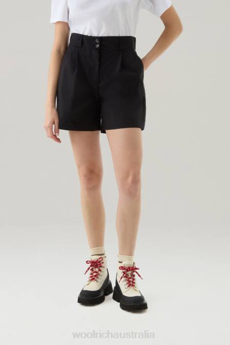 Woolrich Women Pure Cotton Poplin Shorts 4 Black Clothing J026105