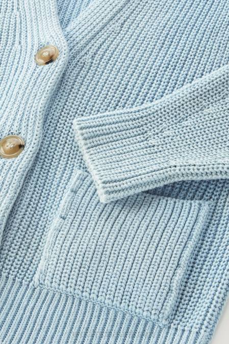 Woolrich Women Cardigan in Pure Organic with Natural Garment-Dye Finish Pale Indigo Clothing J02686