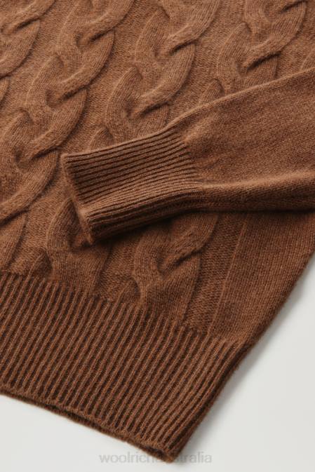 Woolrich Women Cashmere Cable-Knit Turtleneck Dark Camel Clothing J026269