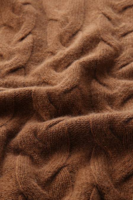 Woolrich Women Cashmere Cable-Knit Turtleneck Dark Camel Clothing J026269