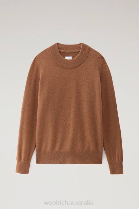 Woolrich Women Cashmere Crewneck Luxe Sweater Dark Camel Clothing J026258