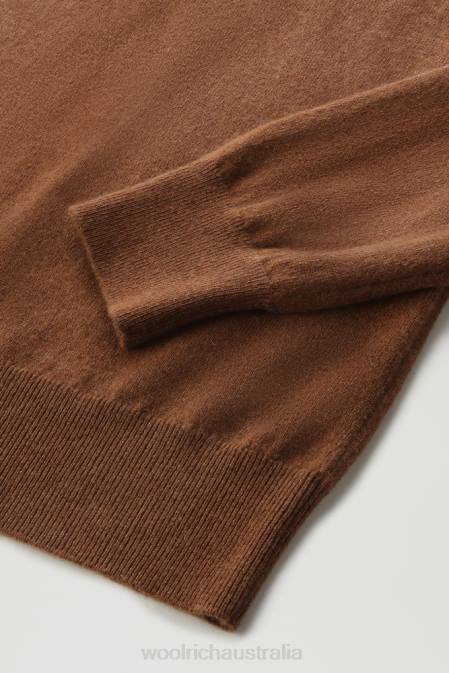 Woolrich Women Cashmere Crewneck Luxe Sweater Dark Camel Clothing J026258