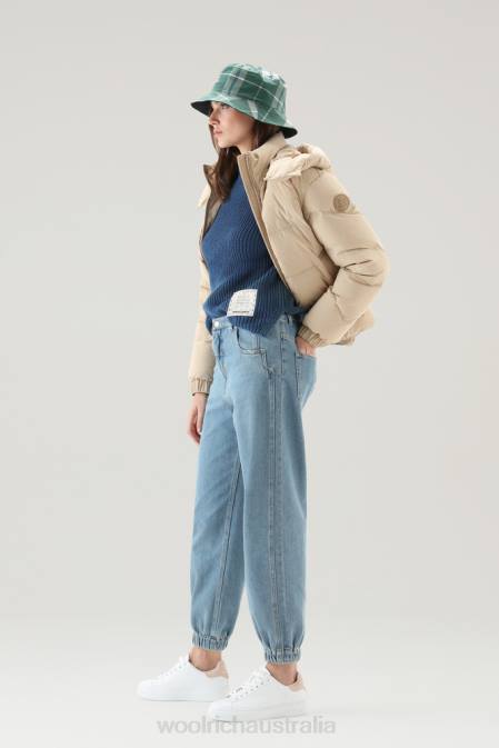 Woolrich Women Crewneck Sweater in Pure Cotton with Natural Garment-Dye Finish Indigo Clothing J026129