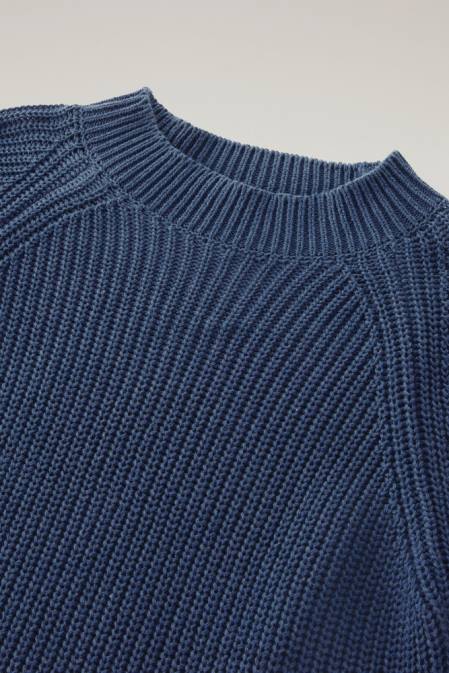 Woolrich Women Crewneck Sweater in Pure Cotton with Natural Garment-Dye Finish Indigo Clothing J026129