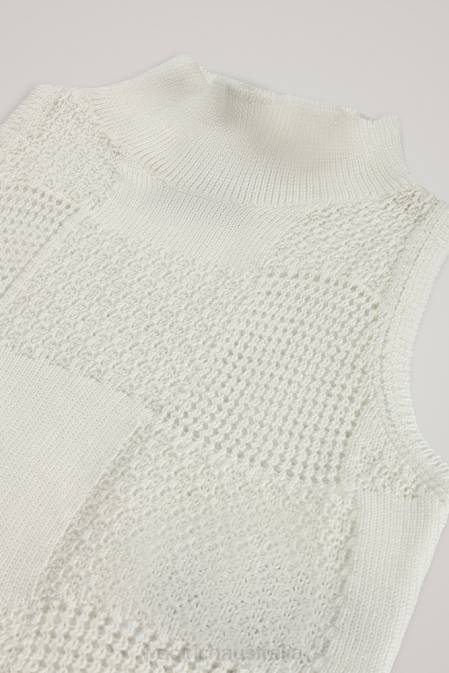 Woolrich Women Sleevless Cropped Top in Pure Cotton-Danielle Cathari Sea Salt Clothing J026157