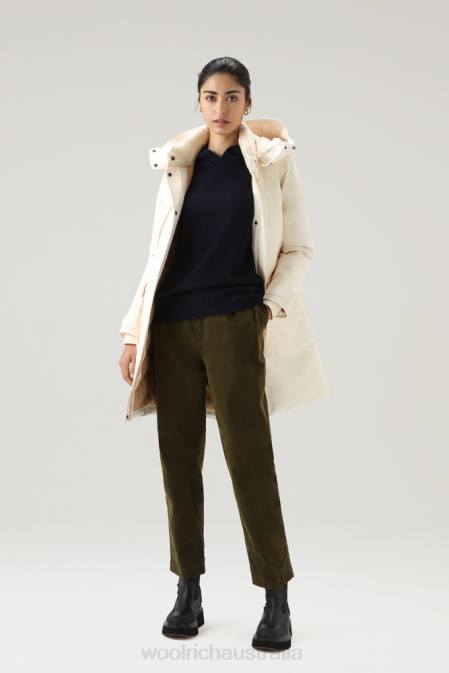 Woolrich Women Wool and Cashmere Blend Hooded Sweater Melton Blue Clothing J026272