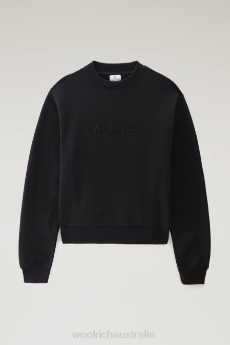 Woolrich Women Embroidered Logo Fleece Sweatshirt Black Clothing J026257